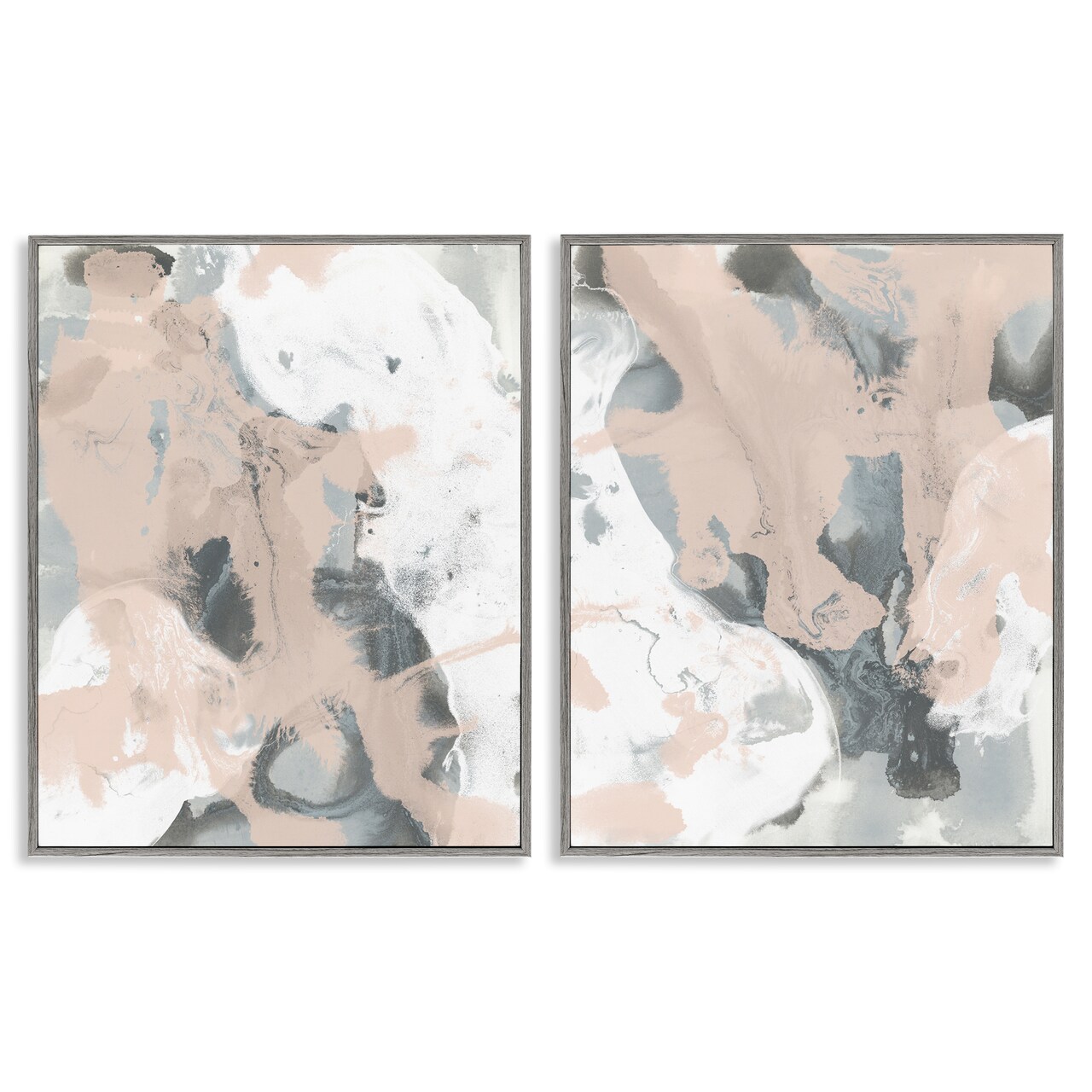 Stupell Industries Beige & Gray Splashes 2pc Framed Giclee Wall Art Set Design by June Erica Vess